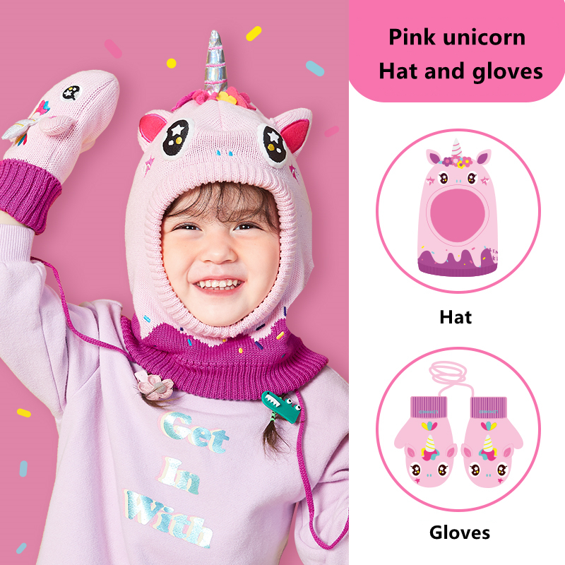 Baby Hat Beanie - Kids Hat Scarf Gloves Set 3D