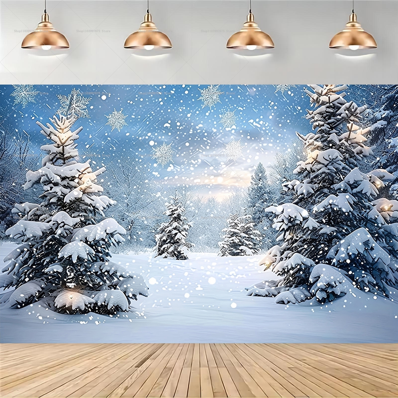 Snowy Forest Christmas Backdro – Baby Xmas Clothing Bewertung und Preis