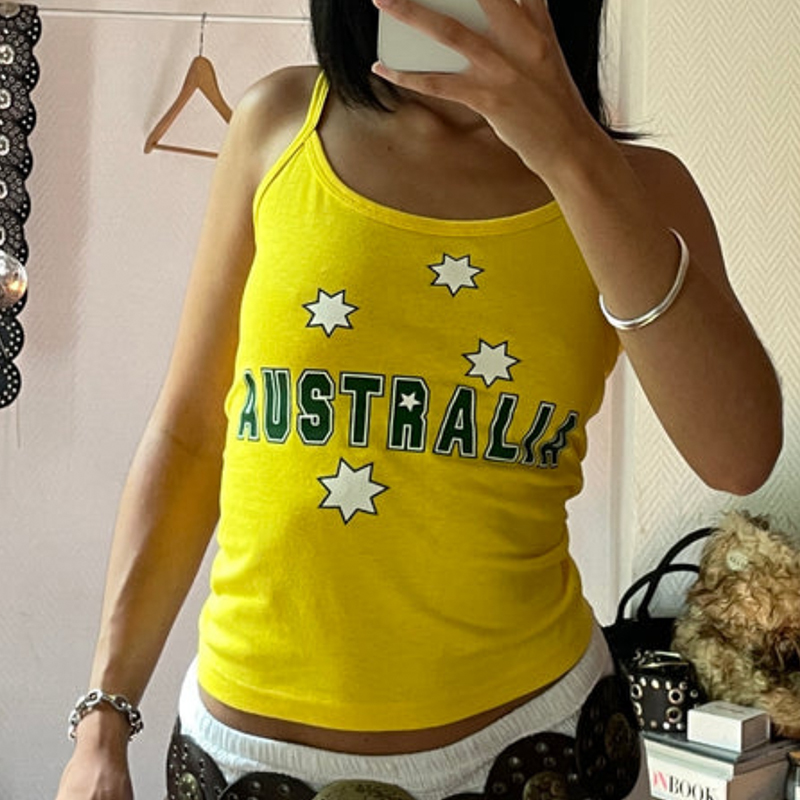 Yellow Printed Y2k Clothes Vin – Baby Yellow Clothing Women Bewertung und Preis
