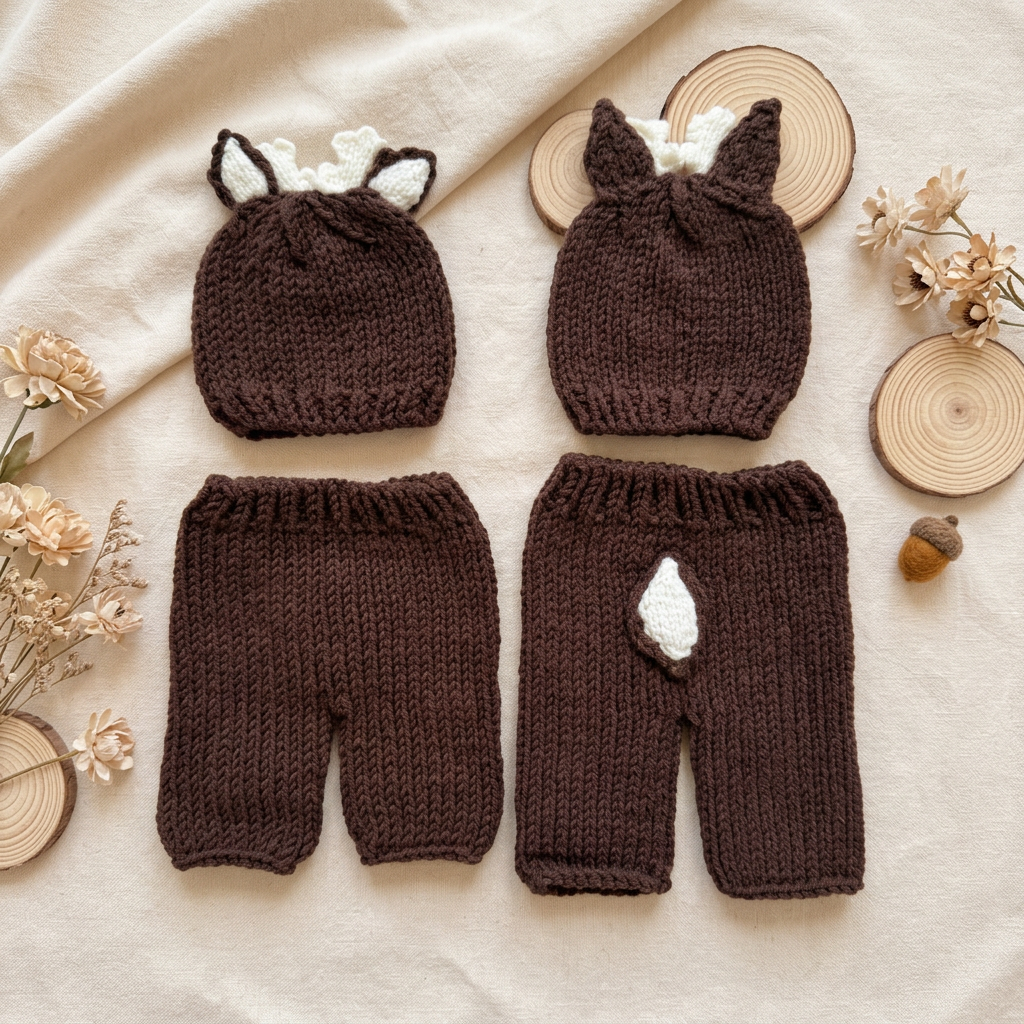 2Pcs Newborn Fawn Outfit Photo – Baby Hat Beanie Bewertung und Preis